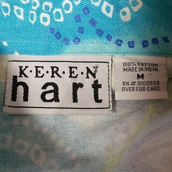 VINTAGE Keren Hart Jacket Coat Floral Blue Top Blouse Shirt Women's WOMAN'S - Picture 9 of 11